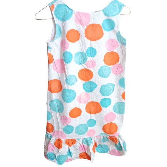 Girs 12 Vintage Dress Polka Dot Sleeveless Cotton 1950's Ruffle Hem Union Made - Picture 2 of 7